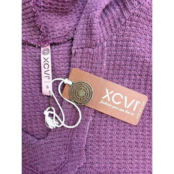 NWT XCVI Purple Thermal Hooded Long Sleeve Knit Top #0649 Size XL - Picture 8 of 8